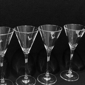 Grey Goose Etched  Logo Crystal Martini Glasses Set of 4